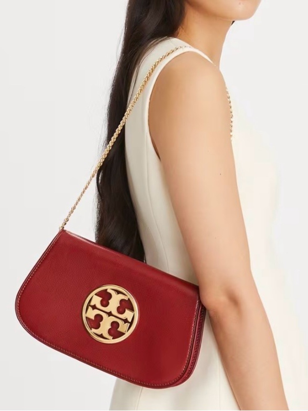 Tory Burch Reva Clutch in Brick Red Color
